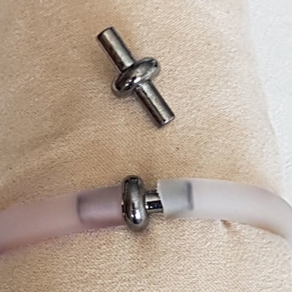 Verschlu&szlig; Gun Metall f&uuml;r Pvc-Schnur Hohl 6,5 mm