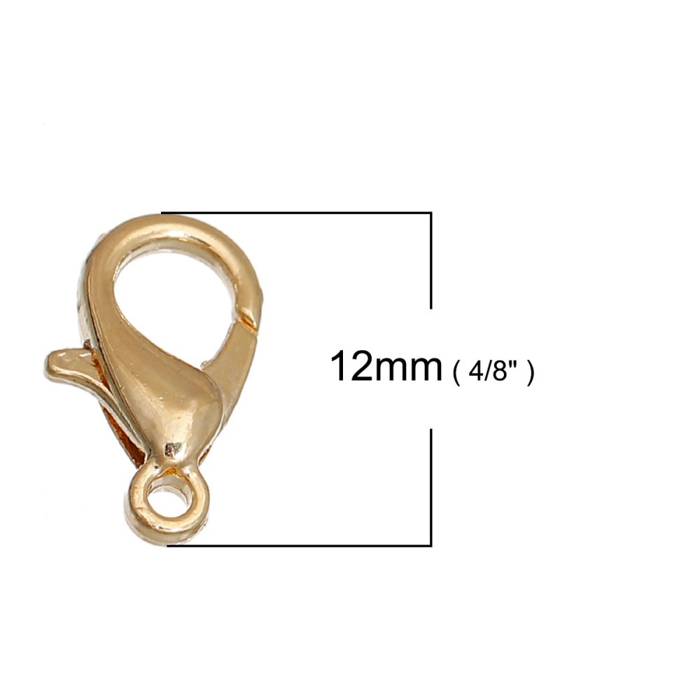 Karabinerverschluss 12 x 7 mm Echtvergoldet 14K