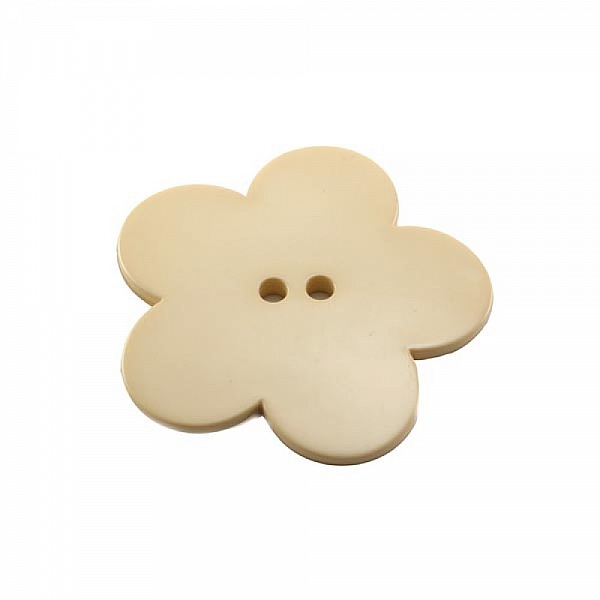 Fleur Big Pop r&eacute;sine 38mm 2 trous Beige