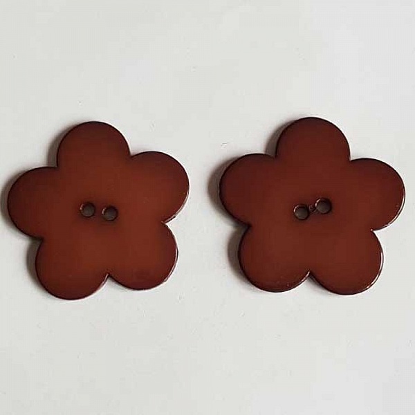Fleur Big Pop r&eacute;sine 38mm 2 trous Marron Fonc&eacute;