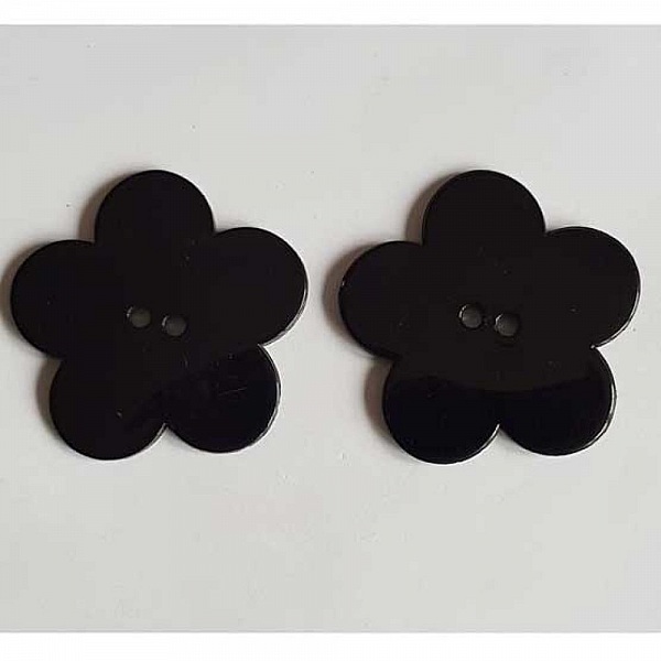 Fleur Big Pop r&eacute;sine 38mm 2 trous Noir