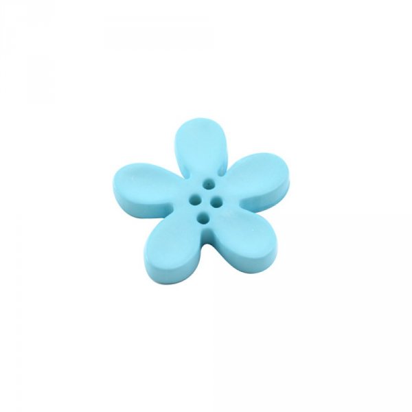 Fleur Orchid&eacute;e r&eacute;sine 4 trous 30 x 3 mm Aquamarine