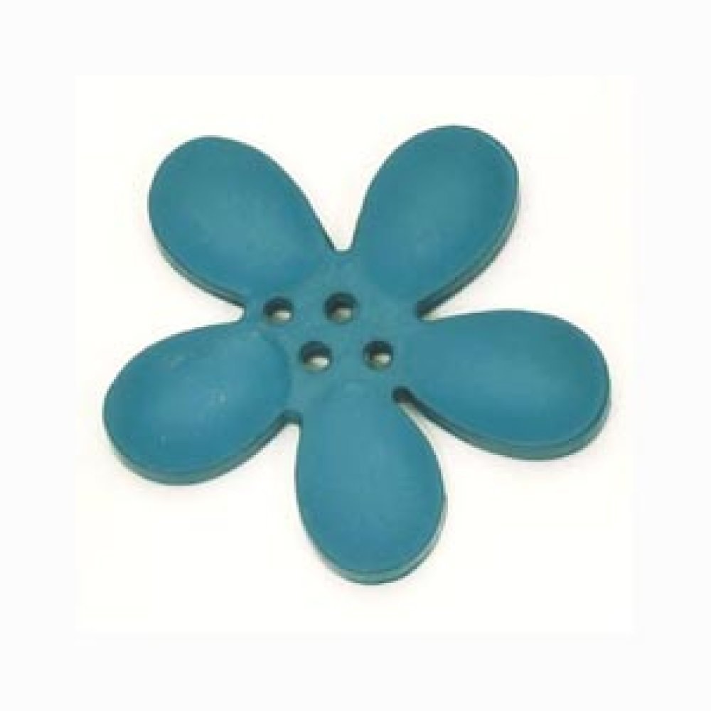 Fleur Orchidée résine 4 trous 30 x 3 mm Turquoise Foncé