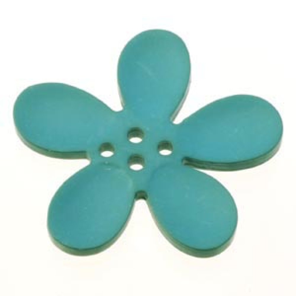 Fleur Orchidée résine 4 trous 20 x 3 mm Turquoise Clair