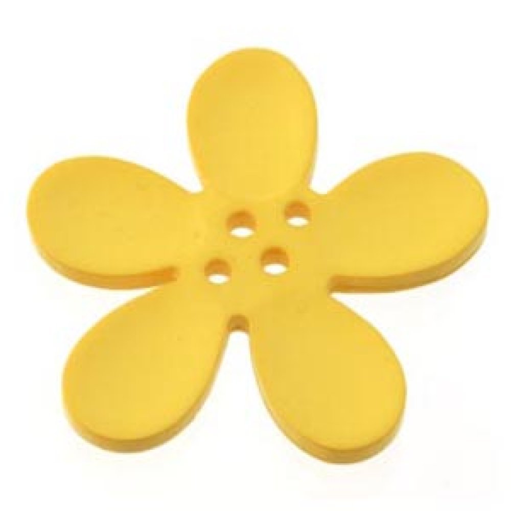 Fleur Orchidée résine 4 trous 40 x 3 mm Jaune