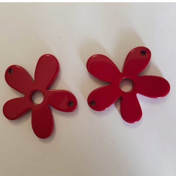 Fleur r&eacute;sine Galastyl 5 p&eacute;tales 2 trous 58 mm Bordeaux Clair