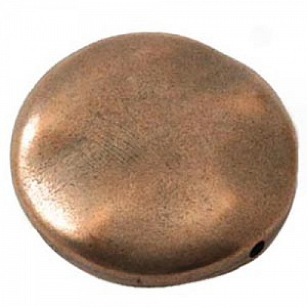 Galet plat r&eacute;sine rond 40 x 10 mm effet cuir Cuivre Platine