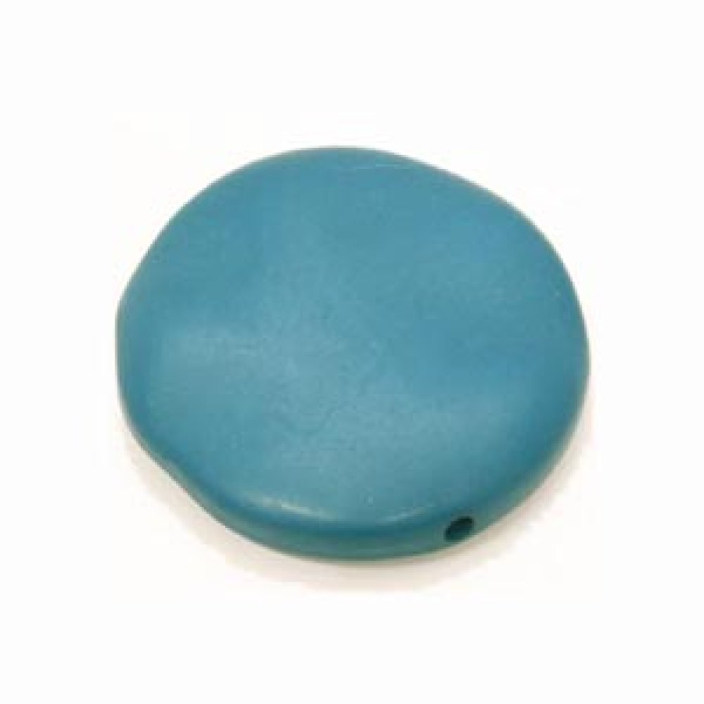 Galet plat résine rond 40 x 10 mm effet cuir Turquoise Foncé