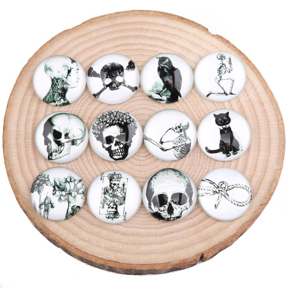 Lot 20 runde Glas-Cabochons 25 mm Crane Halloween