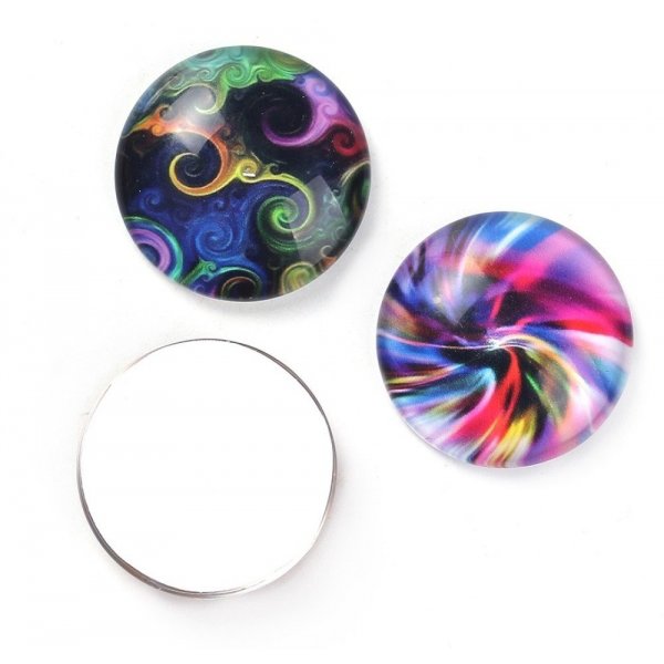 Lot 20 Glas-Cabochons rund 25 mm 95108