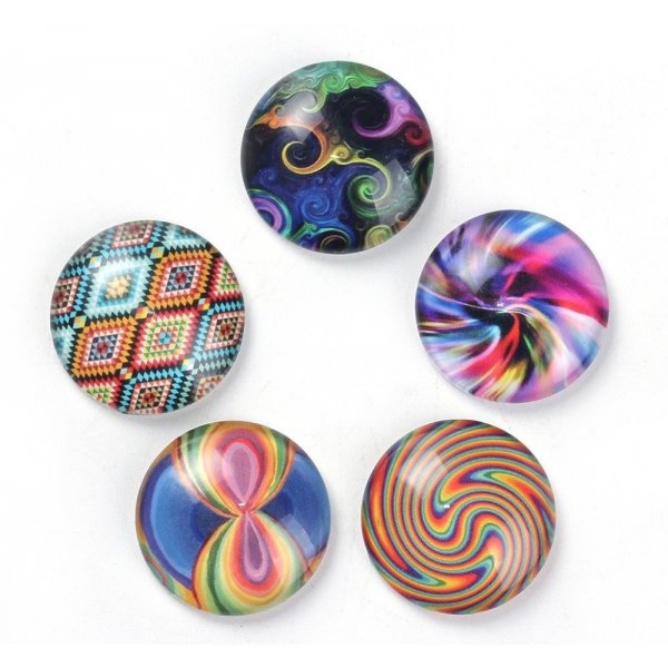 Lot 20 Glas-Cabochons rund 25 mm 95108