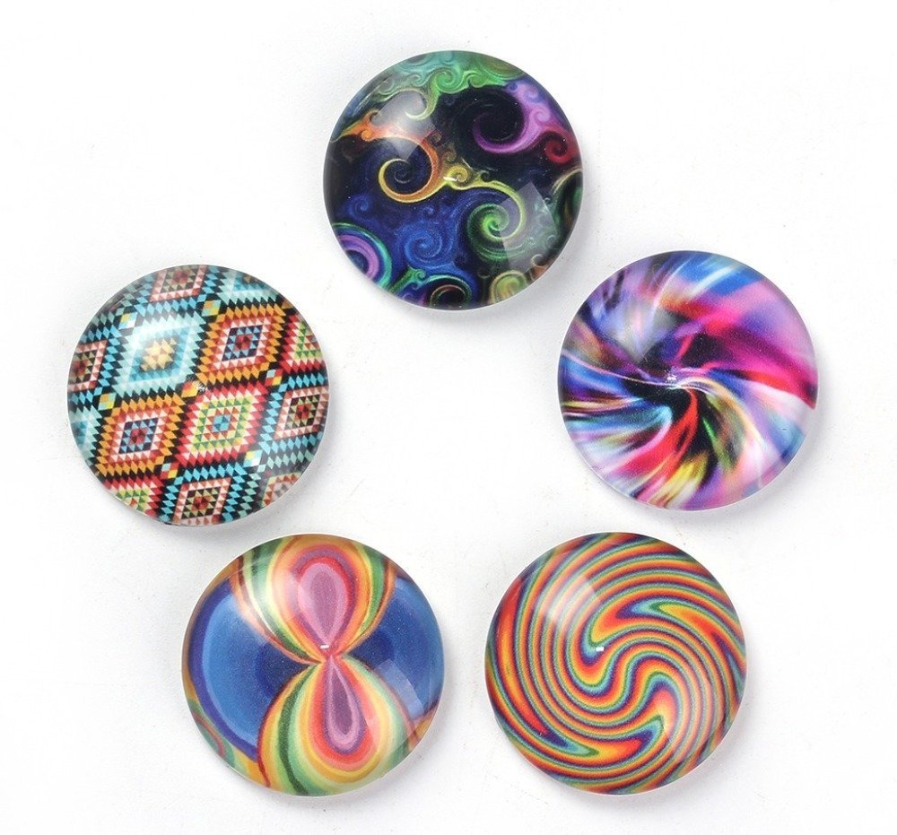 Lot 20 Glas-Cabochons rund 25 mm 95108