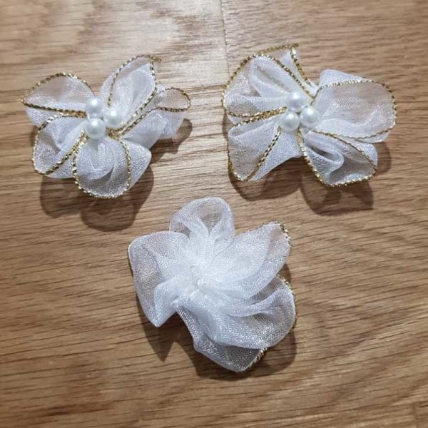 3er-Pack bunte Blumen Organza-Stoffe Wei&szlig;