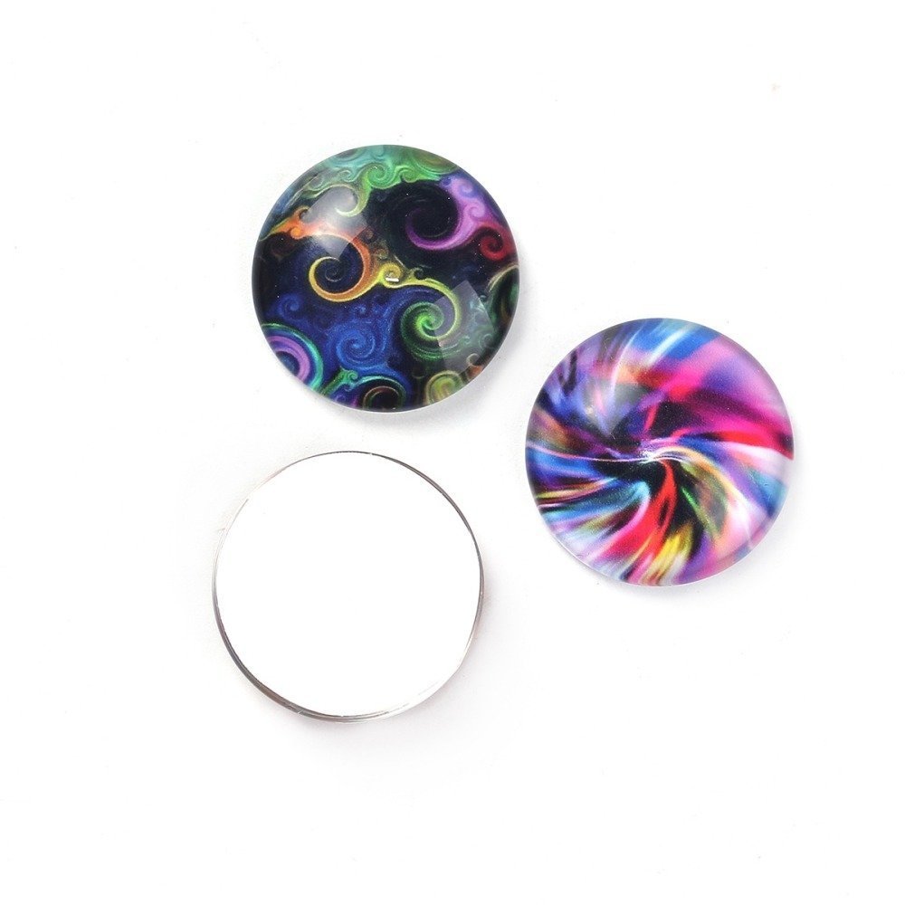 Lot 40 Glas-Cabochons rund 25 mm 95108