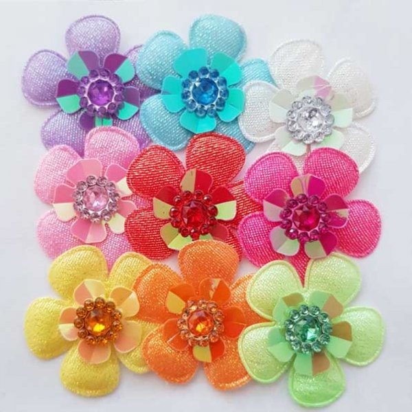 Lot 9 Blumen 5 Bl&uuml;tenbl&auml;tter Tissus Nr. 01