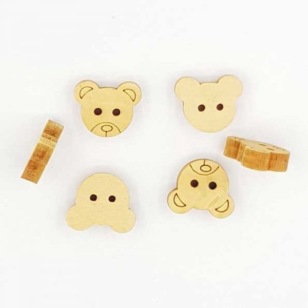Lot de 10 boutons bois ours N&deg;03