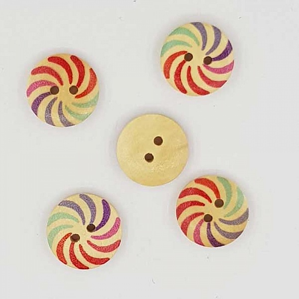 Lot de 10 boutons bois Rond 15 mm N&deg;02