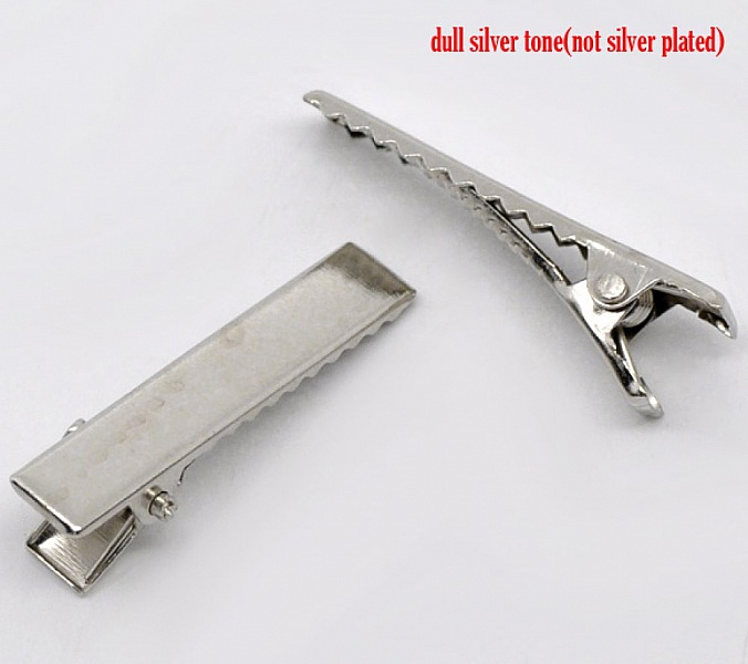 10 St&uuml;ck Krokodilklemmen - Silberfarben 32 mm x 7 mm.