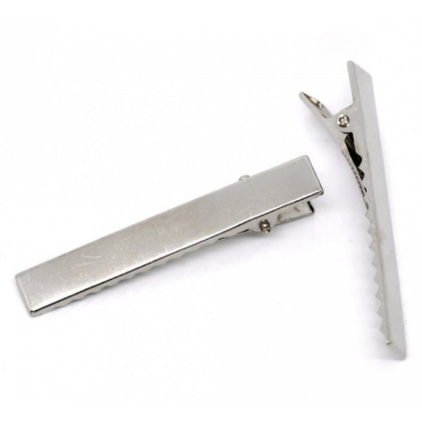 10 Krokodilklemmen - silberfarben 56 mm x 8 mm