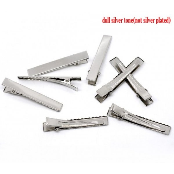 10 Krokodilklemmen - silberfarben 56 mm x 8 mm