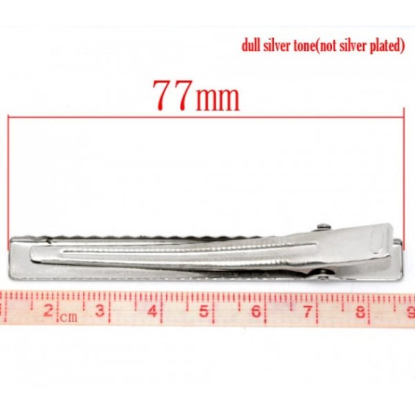 20 Krokodilklemmen - Silberfarben 75 mm x 9 mm