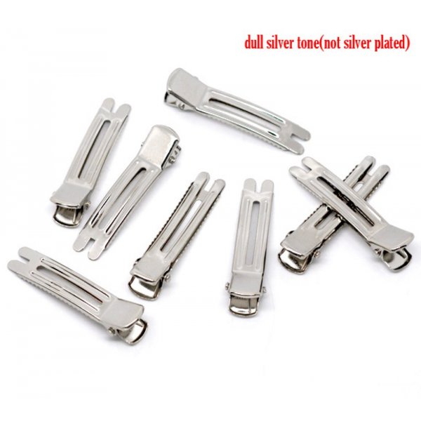 Lot von 30 Haarnadeln Klammern Spangen Krokodil - Silberfarbe 47 mm x 12 mm.