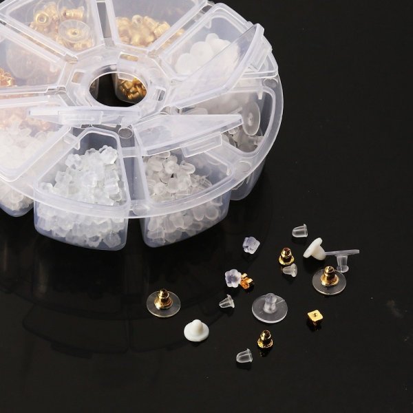 Set mit 400 gemischten N&deg;02 Ohrst&ouml;pseln (200 Paare) f&uuml;r Ohrringe.