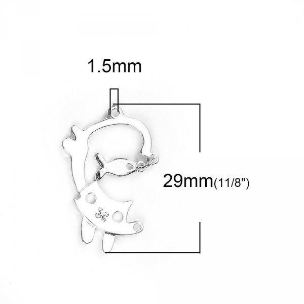 5er-Set Katzen Charms Nr. 3 aus Zinklegierung Katze Fisch Silber 29 mm x 19 mm