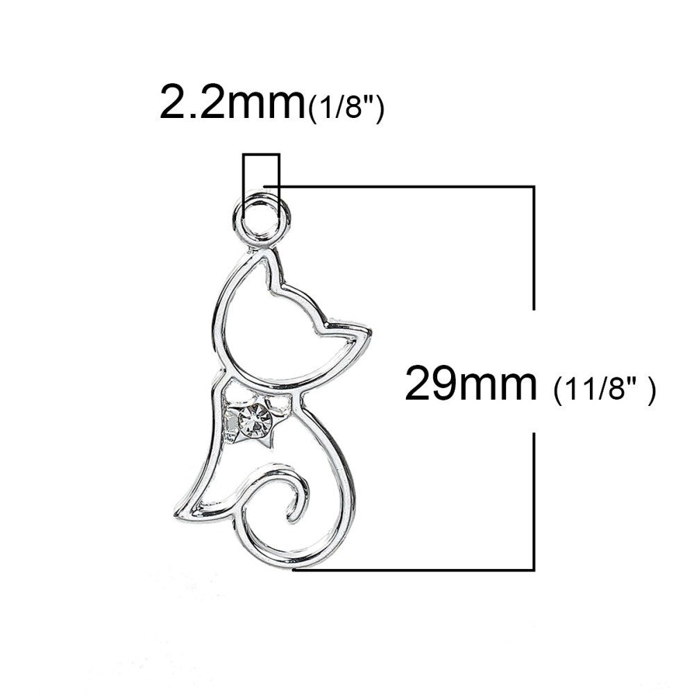 5er-Set Charms Katzen Nr. 2 Silber 29 mm x 13 mm