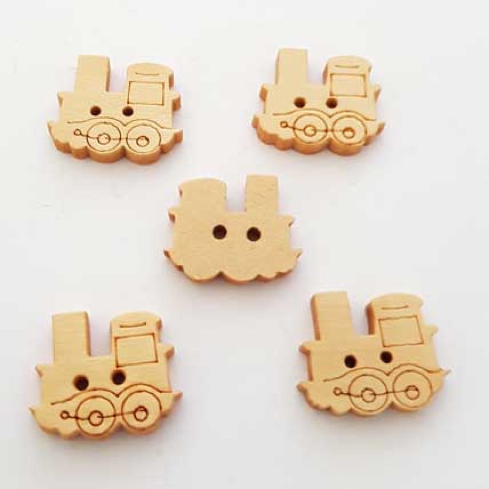 Lot de 5 boutons bois train N°01