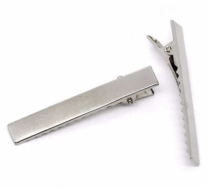 5er-Set Krokodilklemmen - Silberfarben 56 mm x 8 mm