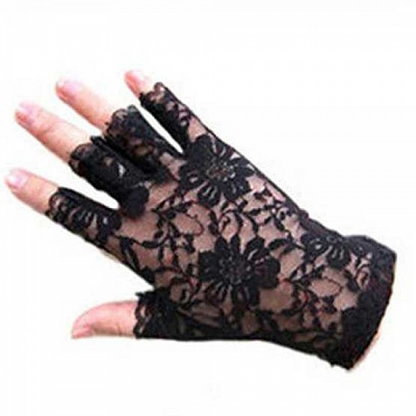 Mitaine Dentelle Noir Mariage N&deg;02