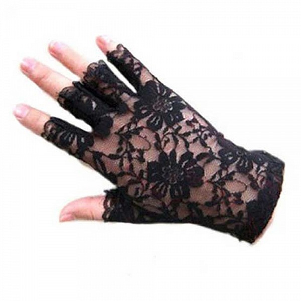 Mitaine Dentelle Noir Mariage N&deg;02