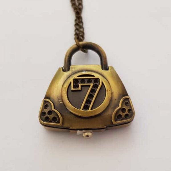 Zwickeluhr Tasche Bronze Antik mit Kette