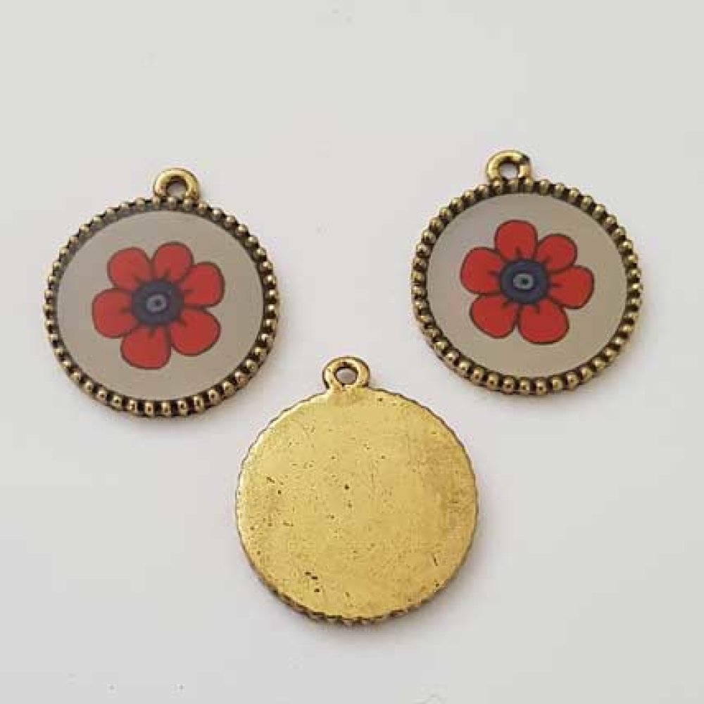 Pendentif Cabochon 18 mm Fantaisie N°01-03 Fleur