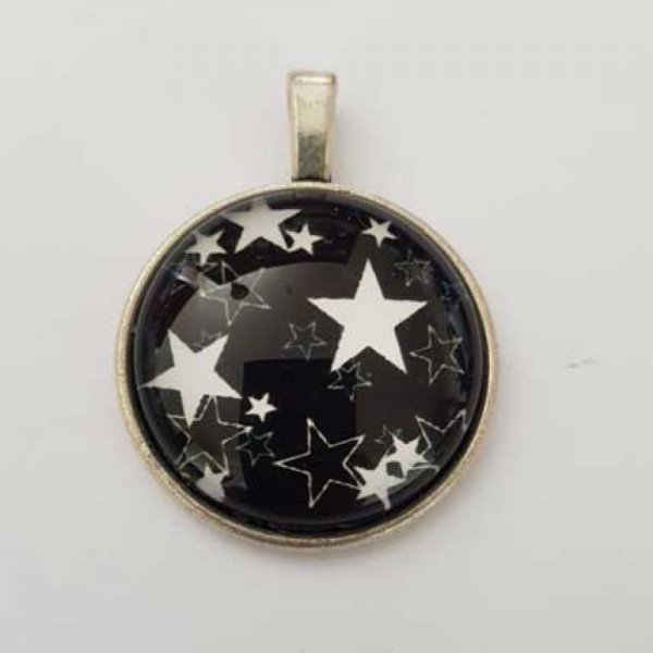 Pendentif Cabochon 25 mm Fantaisie N&deg;01-04 &eacute;toile