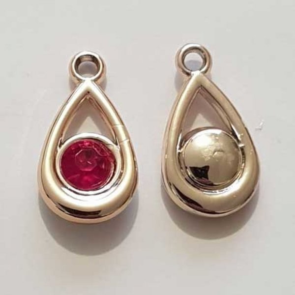 Pendentif en plastique et strass acrylique goute N&deg;05 fushia