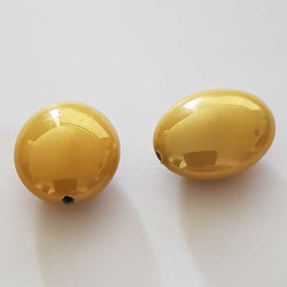 Perle Brillante Ovale Plate Jaune 23 mm