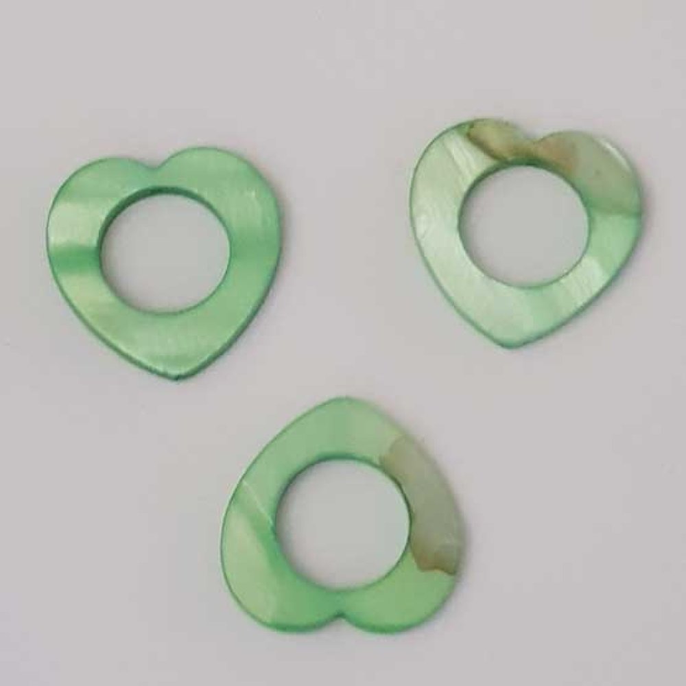 Perle Coeur Nacre 25 x 25 mm Vert