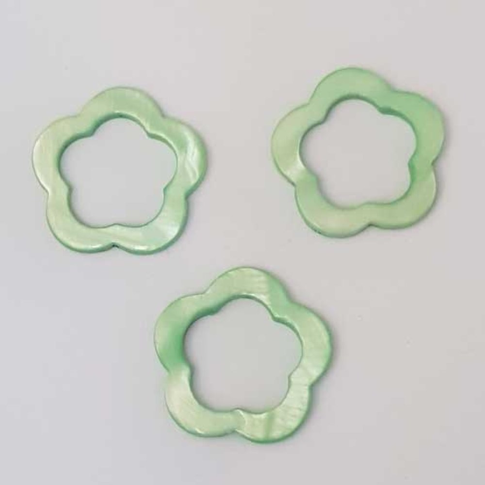 Perle Fleur Nacre 19 x 19 mm Vert