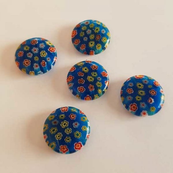 Perle Galet en Verre Fantaisie Fleur 20 mm N&deg;02