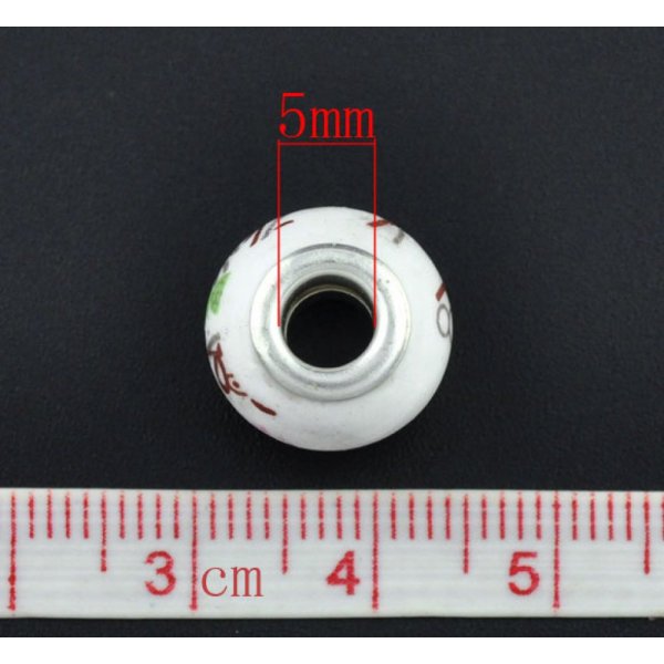 Perle N&deg;0044 Blanc Rose compatible europ&eacute;en