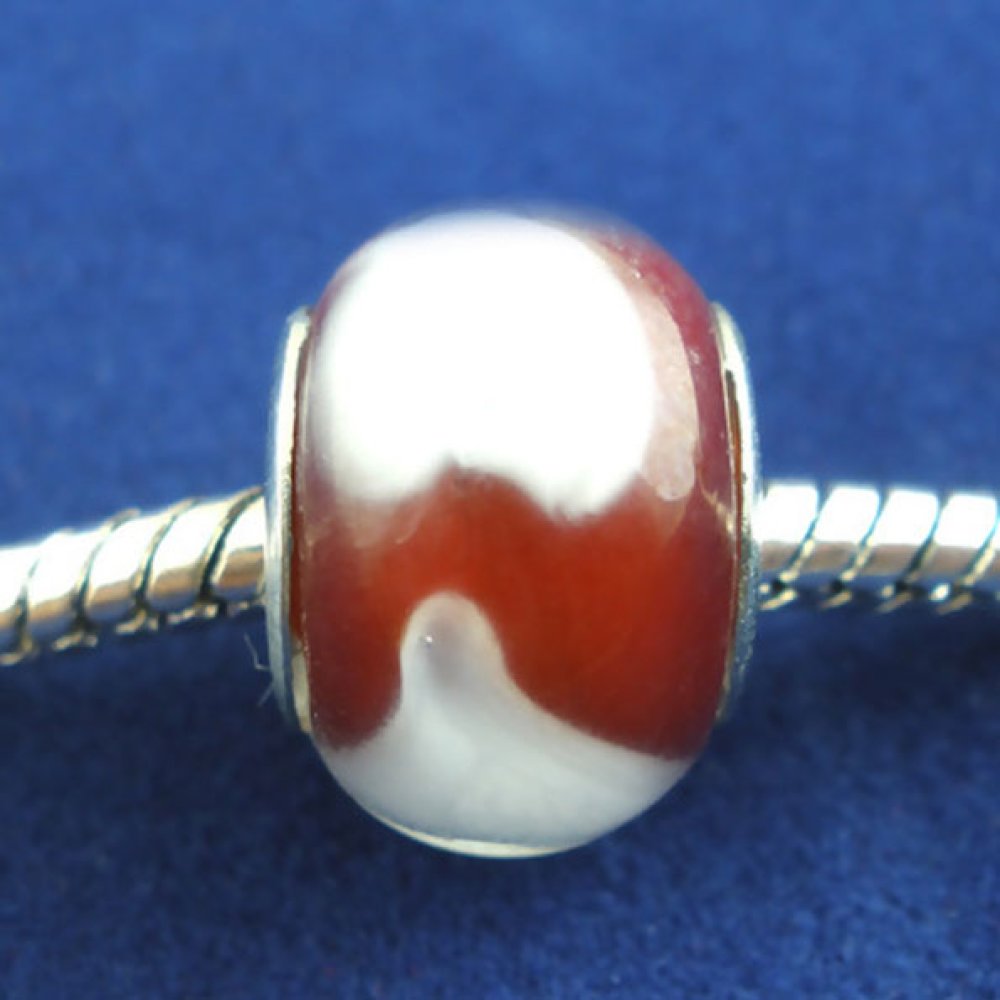 Perle N°0096 compatible Européen rouge et blanc