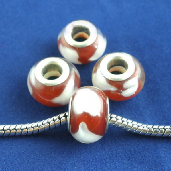 Perle N&deg;0096 compatible Europ&eacute;en rouge et blanc
