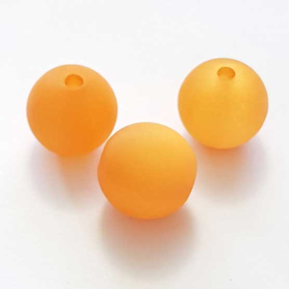 Perle Polaris Mat Ronde 18 mm Orange 01 x 1 Pièce