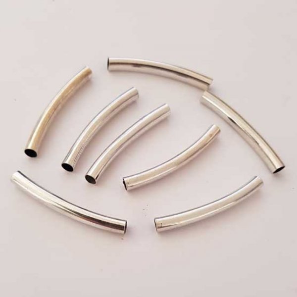 Perle Tube Courb&eacute; N&deg;04 Argent Vieilli 38 mm