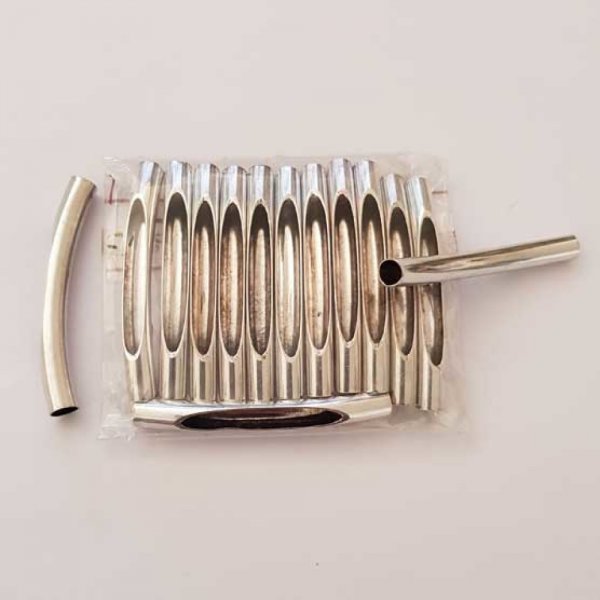 Perle Tube Courb&eacute; N&deg;10 Argent Vieilli 50 mm