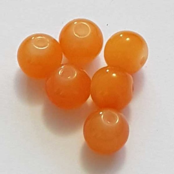 Perle Verre Ronde 08 mm Orange 02 x 1 Pi&egrave;ce