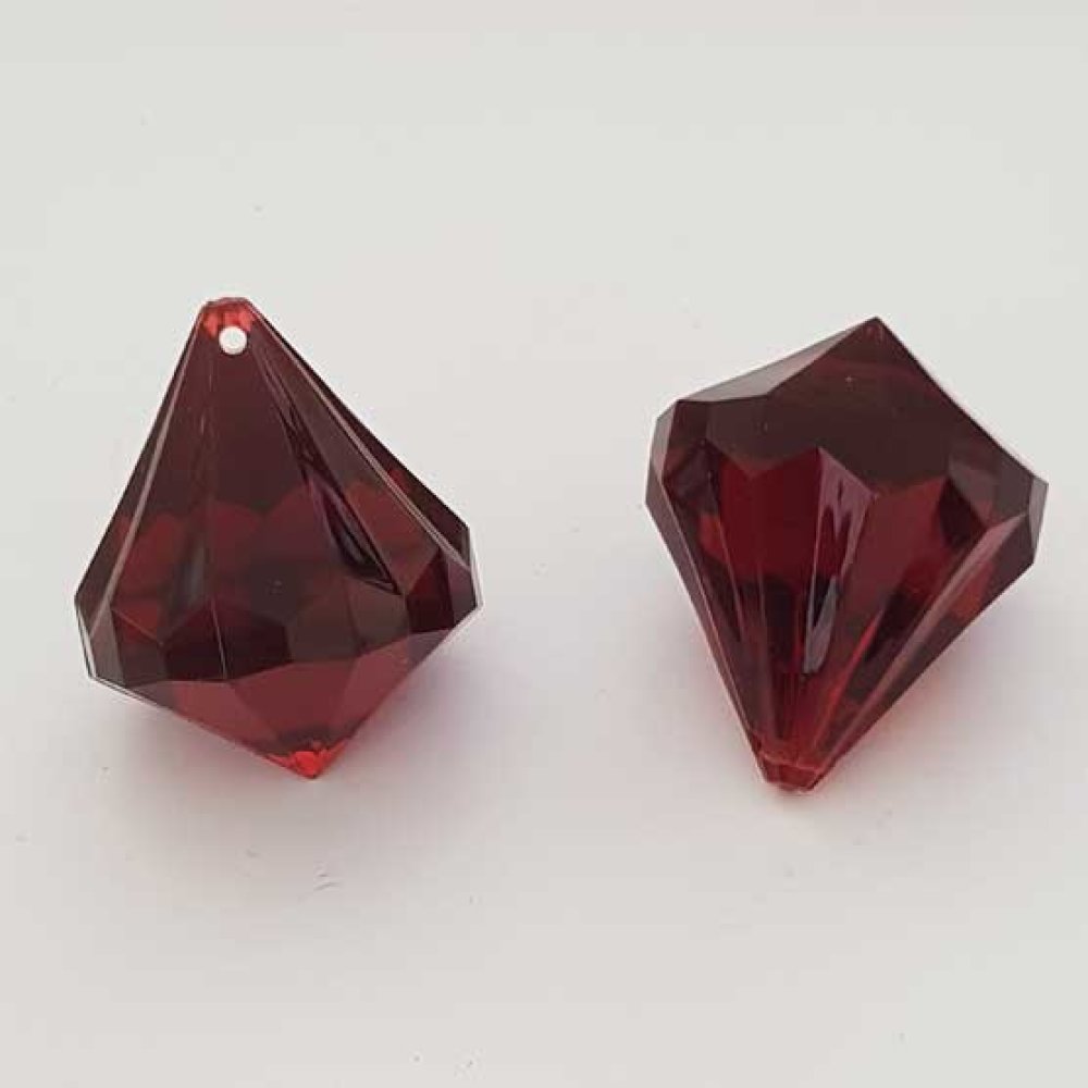 Perle acrylique Diamant transparent 38 x 31 mm Bordeaux