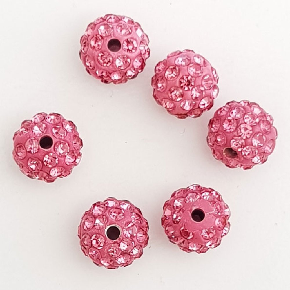 Perle en résine strass 10 mm style shamballa N°07